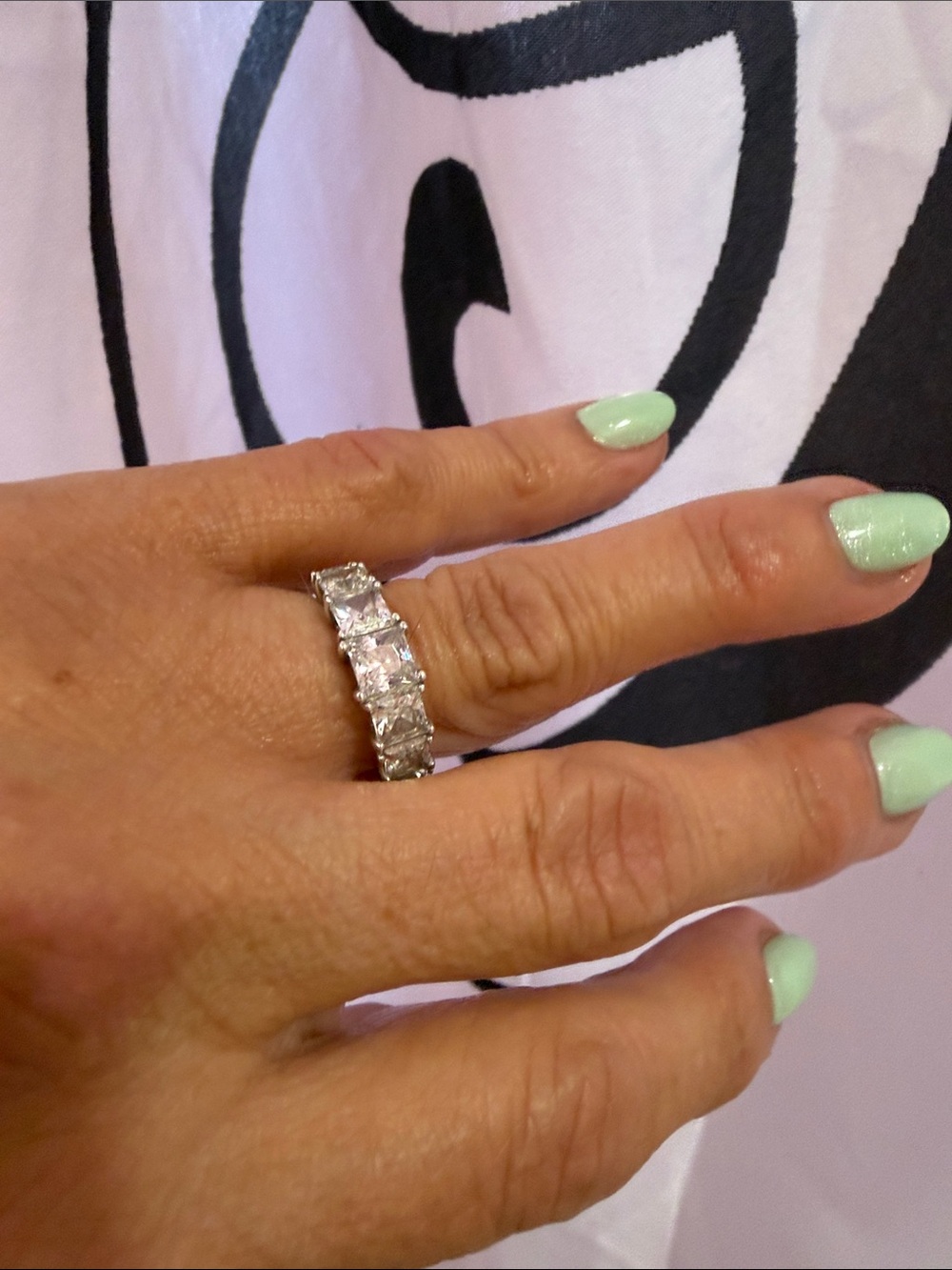 Sparkling Sterling Silver Cubic Zirconia Eternity Ring - size 7, this is pretty